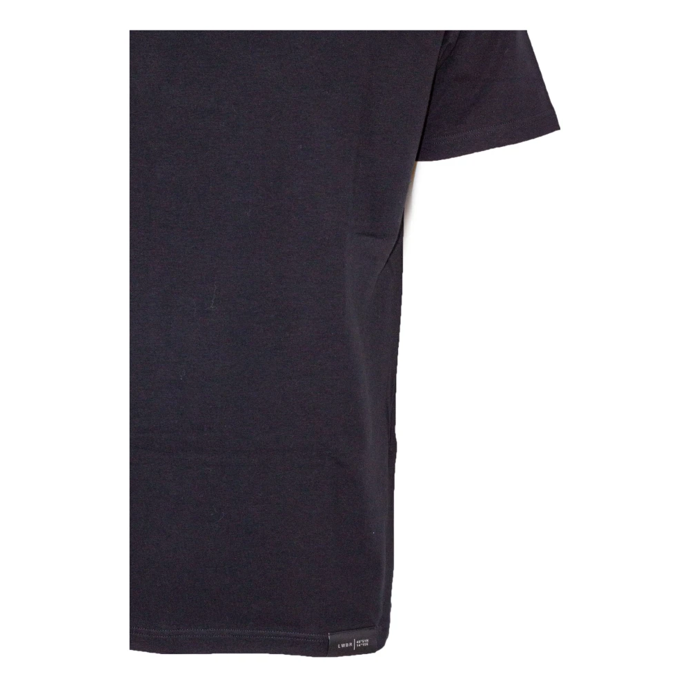 Low Brand Zwarte katoenen T-shirt met geribbelde halve hals Black Heren