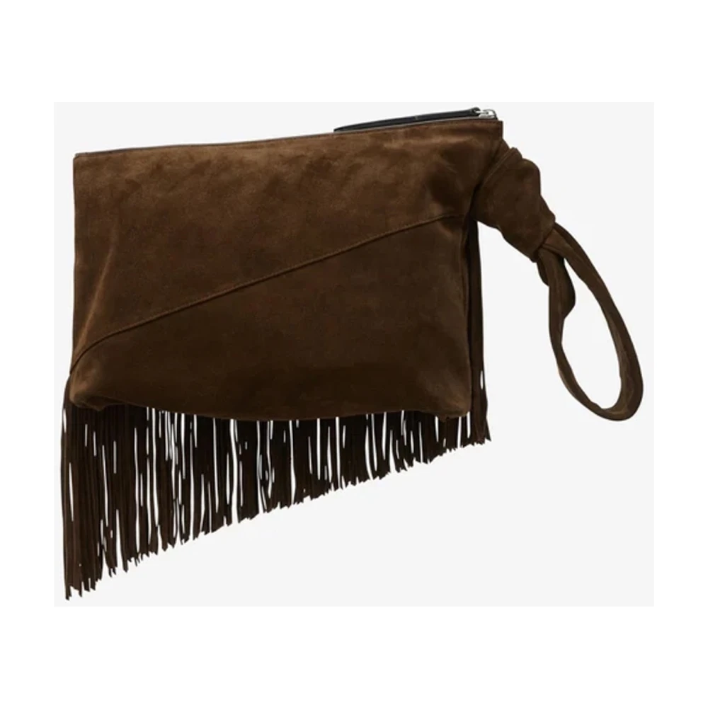 Isabel marant Zachte Schoudertas in Zwart Fluweel Leer Brown Dames