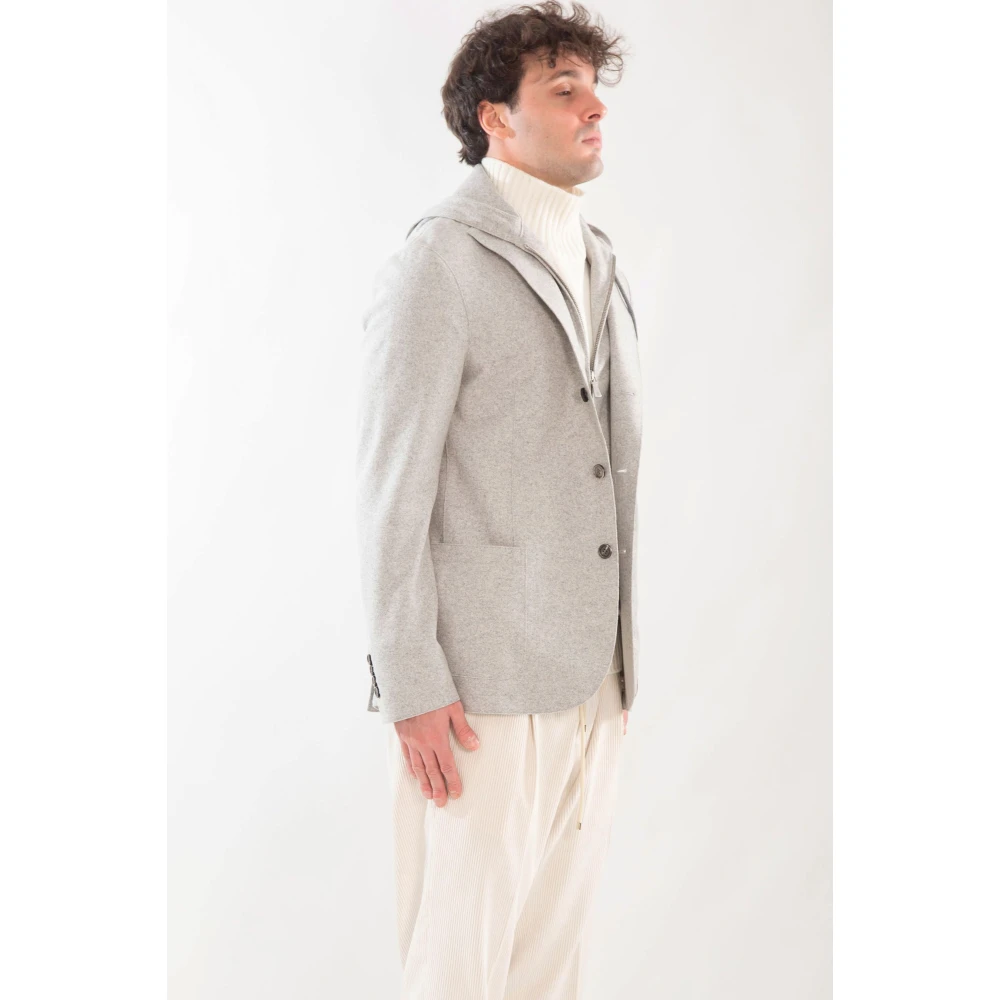 Eleventy Gelaagde wollen capuchon blazer Gray Heren