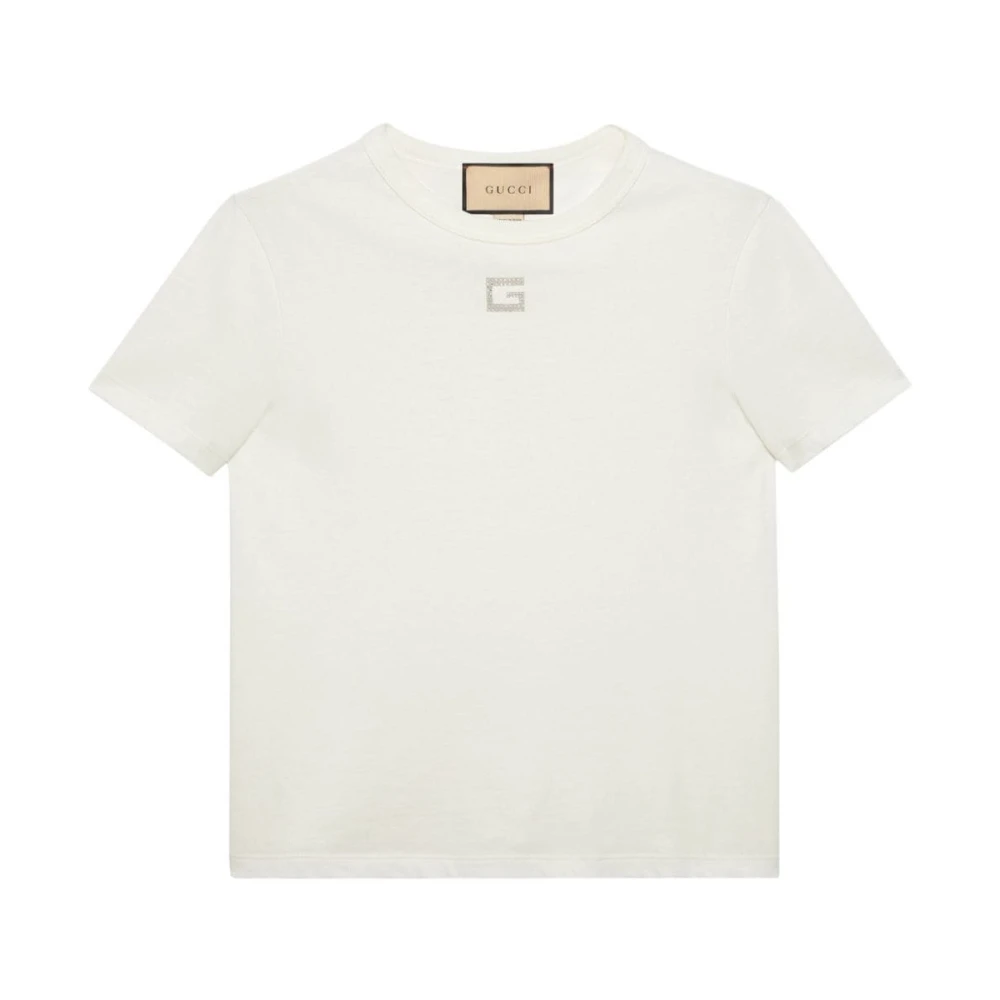 Gucci Kristalversierde T-shirt White Dames