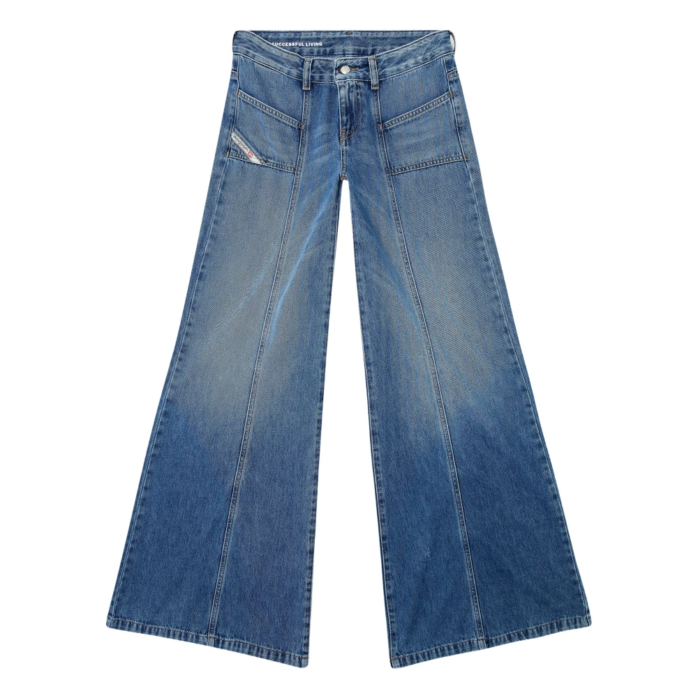 Diesel D-Akii Flare Jeans - Female - Wide Jeans - Blue - W30 - Jeans