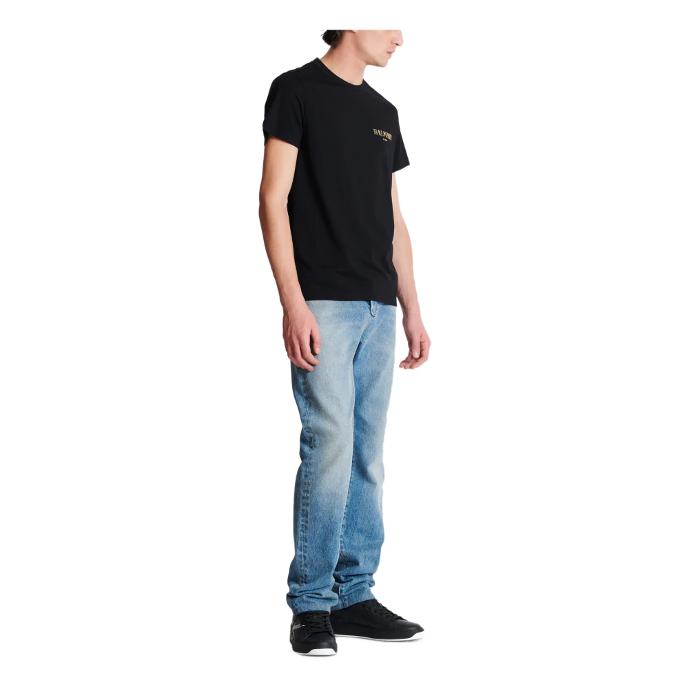 Balmain T-shirt met vintage gel logo Black Heren