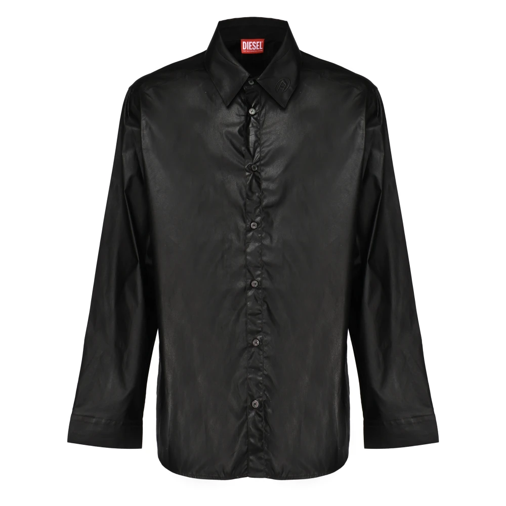 Diesel Zwarte Button-Up Shirt met Franse Kraag Black Heren