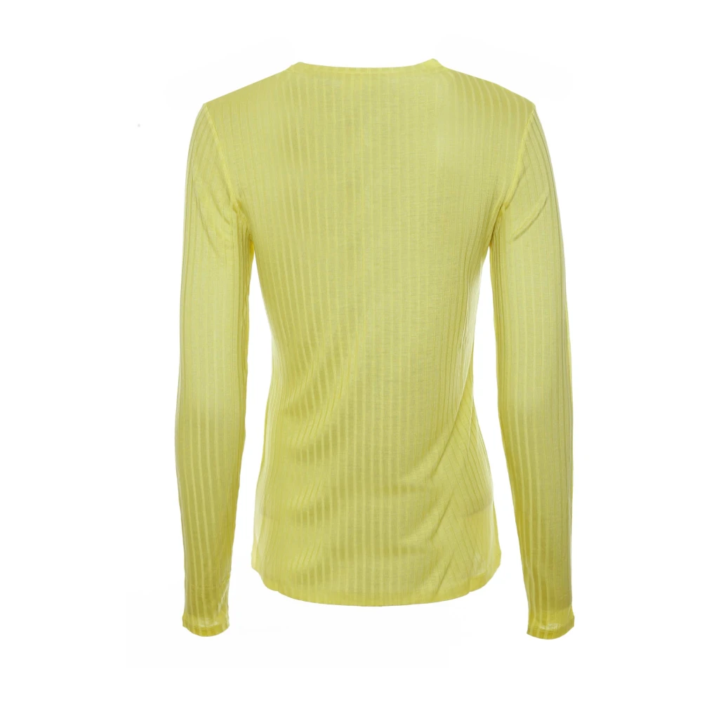closed Round-neck Knitwear Yellow Dames