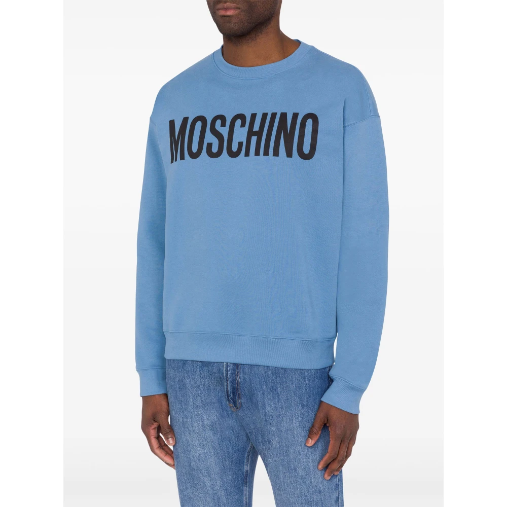 Moschino Heldere Blauwe Klassieke Logo Sweater Blue Heren