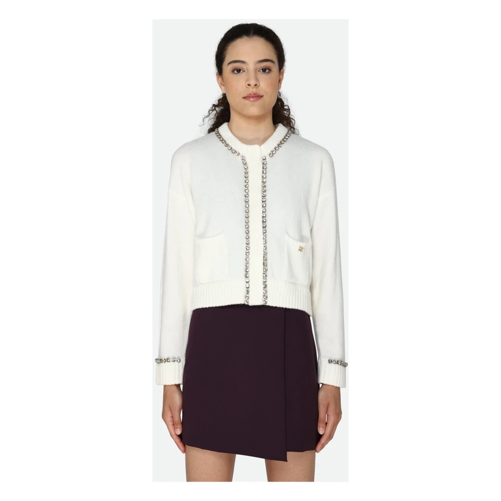 pinko Witte Cardigan met Fonkelende Details White Dames