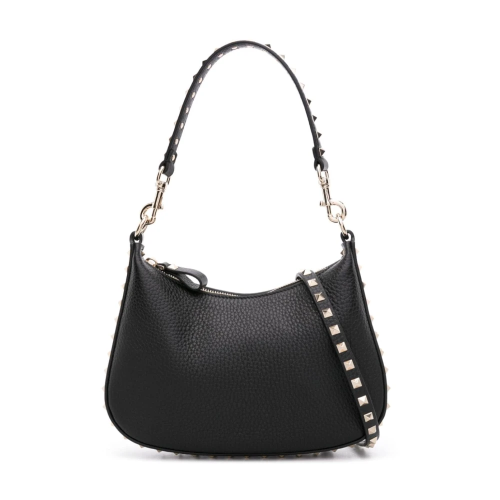 Valentino Garavani Zwarte Korrelige Leren Rockstud Tas Black Dames