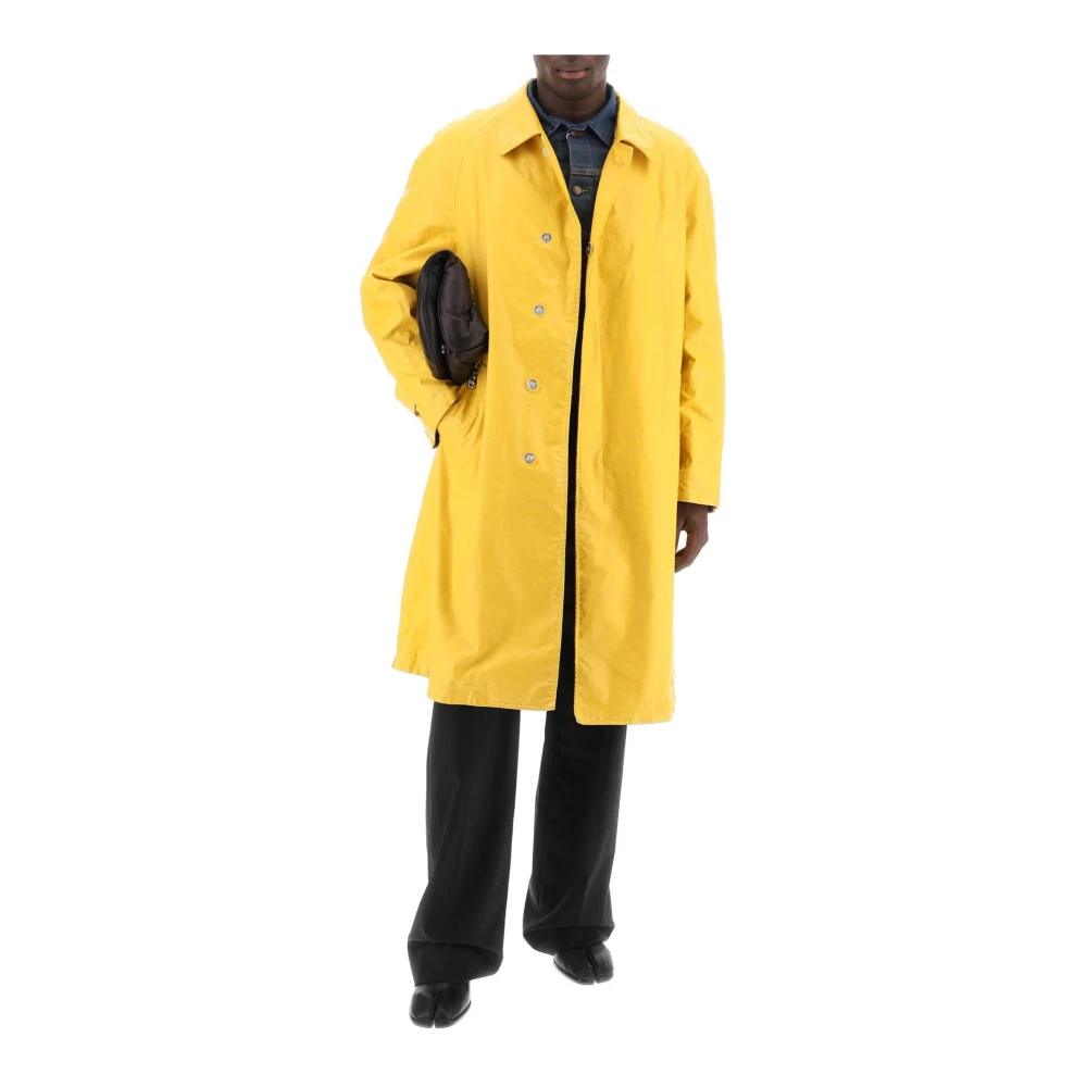 Maison Margiela Trenchcoat van versleten effect gecoate katoen Yellow Heren