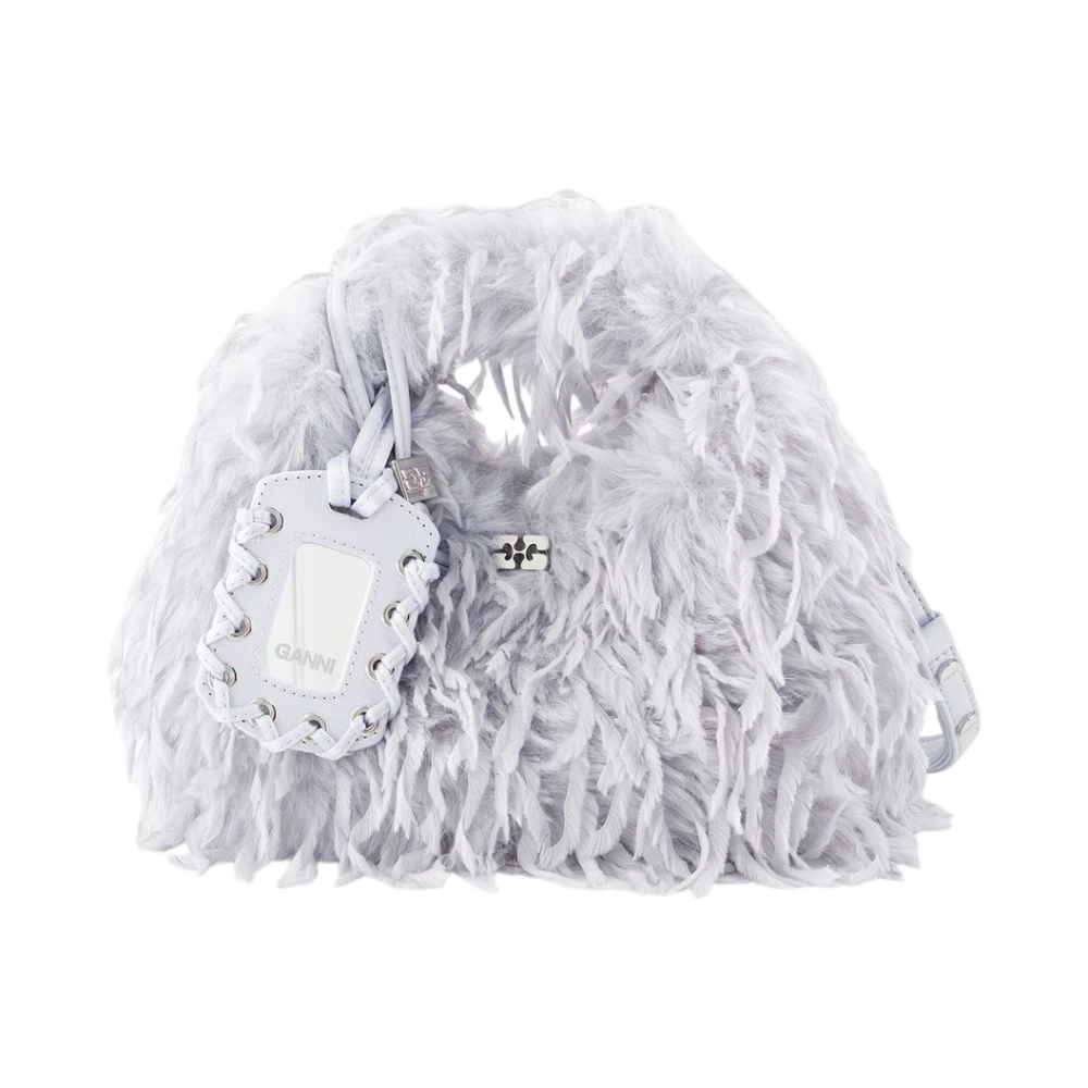 Ganni Hobo Mini Grained - Female - Mini Bags - Gray - One Size - Bags