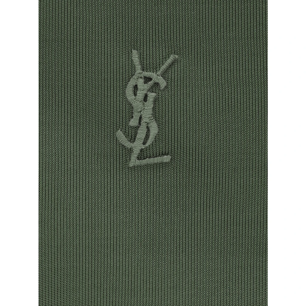 Saint Laurent Groene mouwloze top met monogram borduursel Green Dames