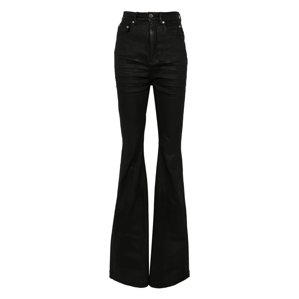 Rick Owens Svarta High Waisted Slim Fit Jeans Black, Dam