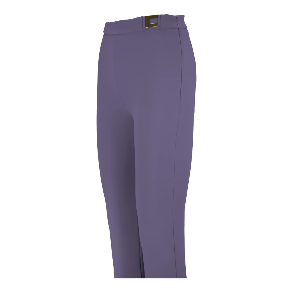Elisabetta Franchi Gouden Metalen Rits Haak Damesbroek Purple Dames