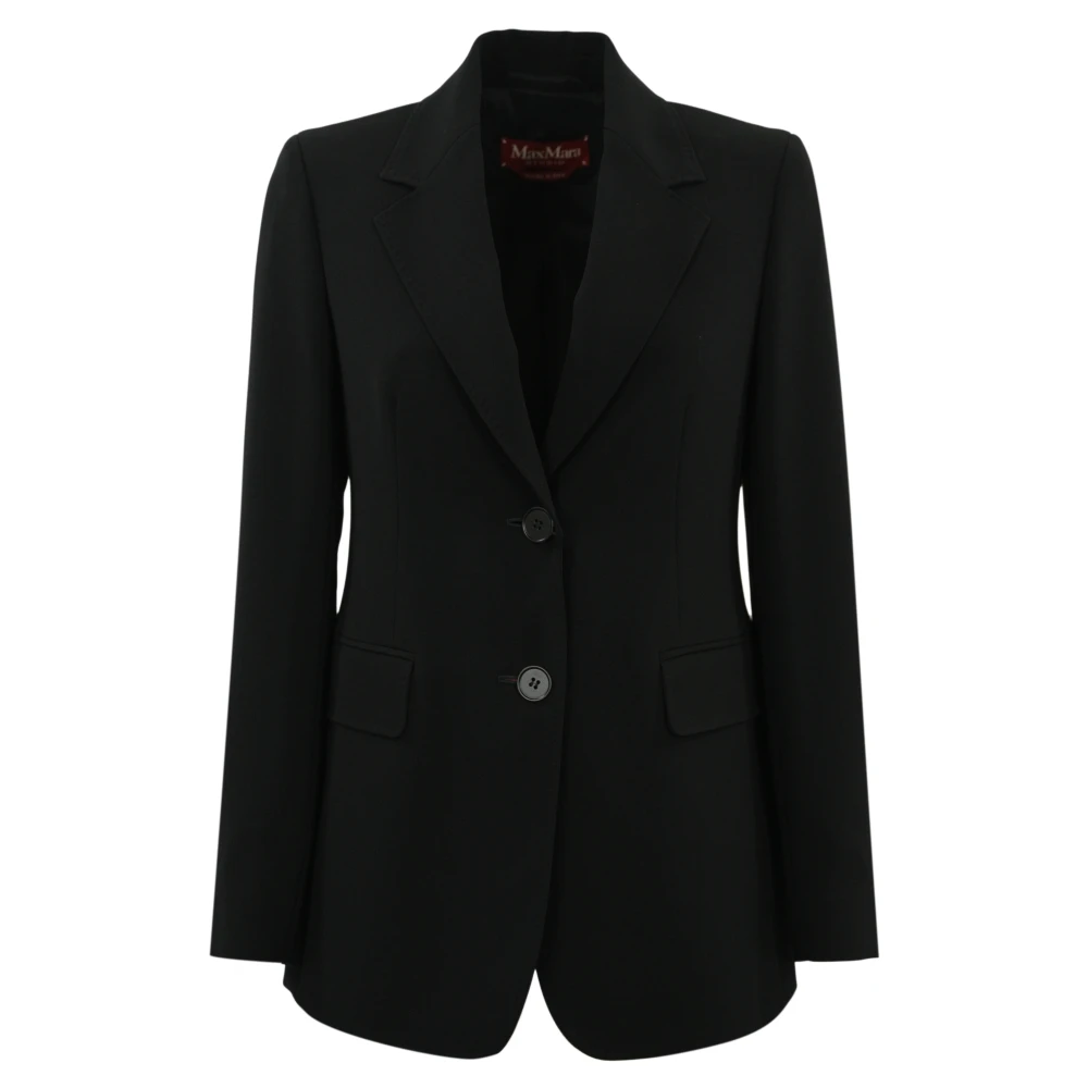 Max Mara Studio Zwarte blazer met V-hals en knopen Black Dames