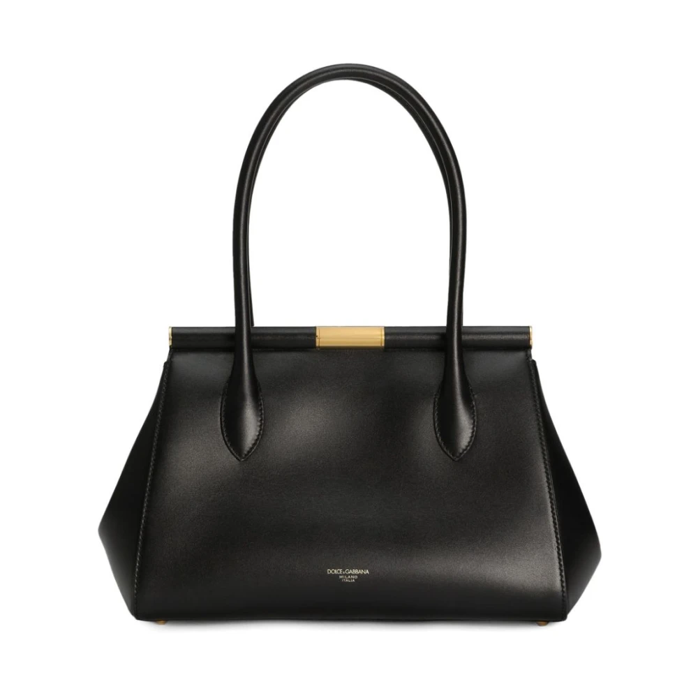 Dolce & Gabbana Iconische Zwarte Schoudertas van Kalfsleer Black Dames