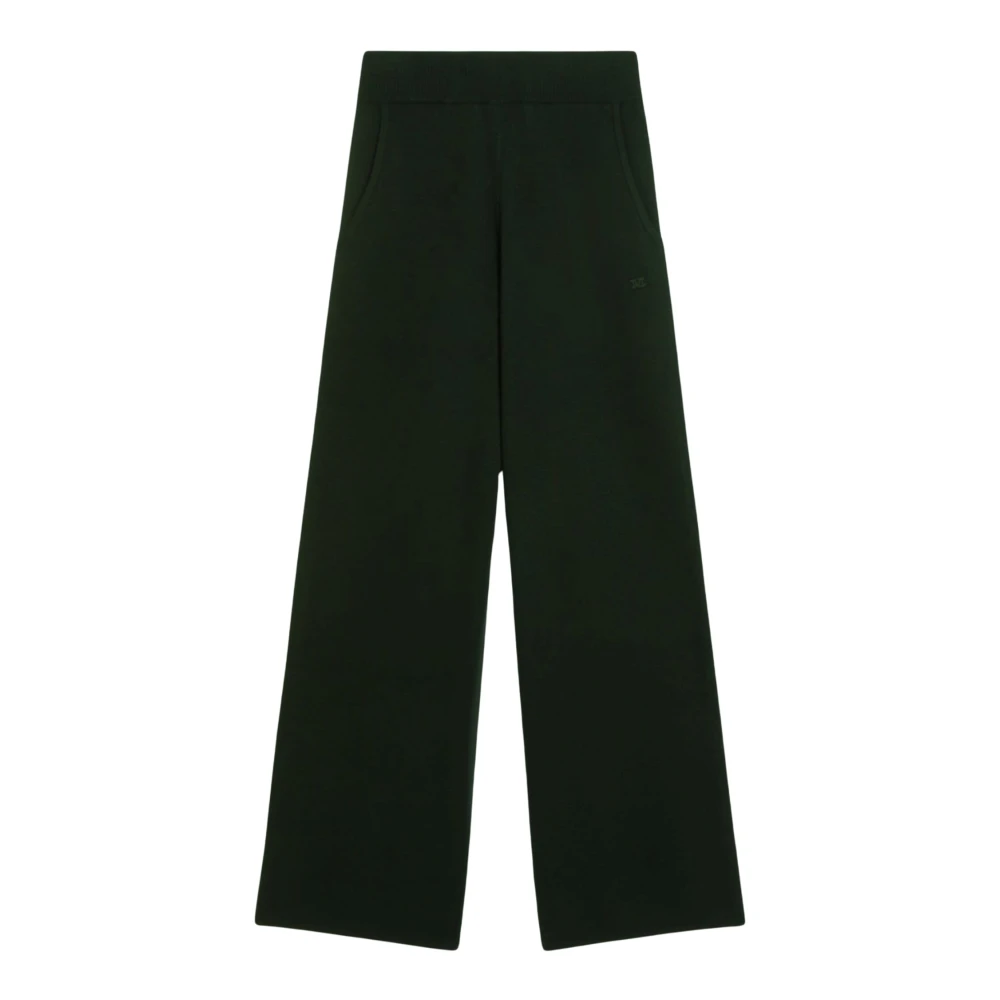 Max Mara Elegante Wollen Gebreide Wijde Broek Black Dames