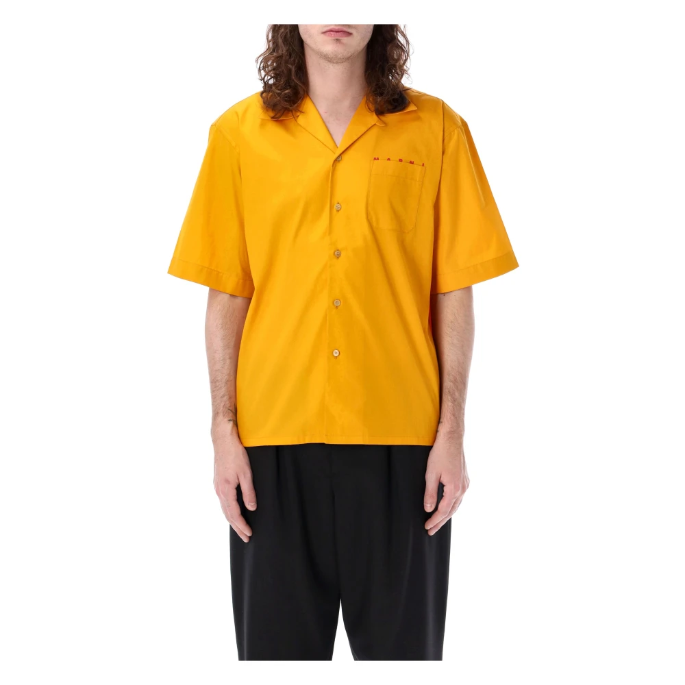 Marni Logo Bowling Shirt Licht Oranje Orange Heren