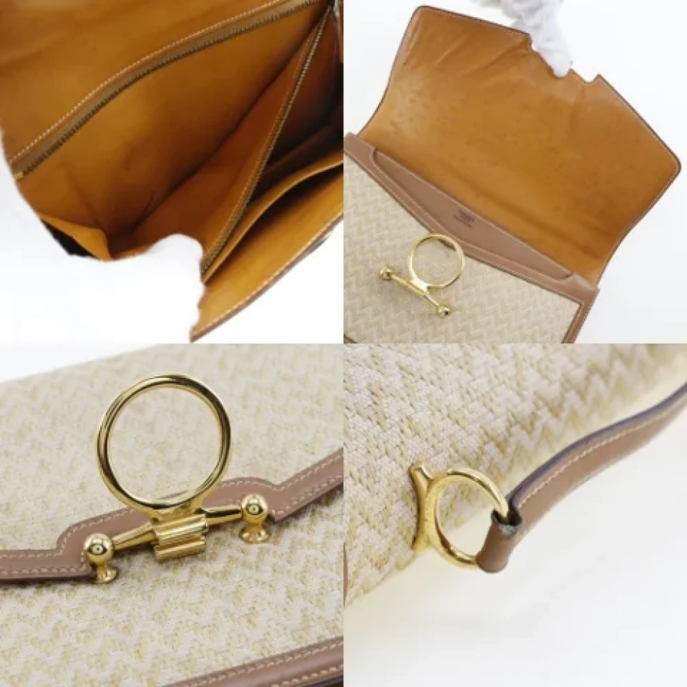 Hermès Vintage Pre-owned Fabric shoulder-bags Beige Dames