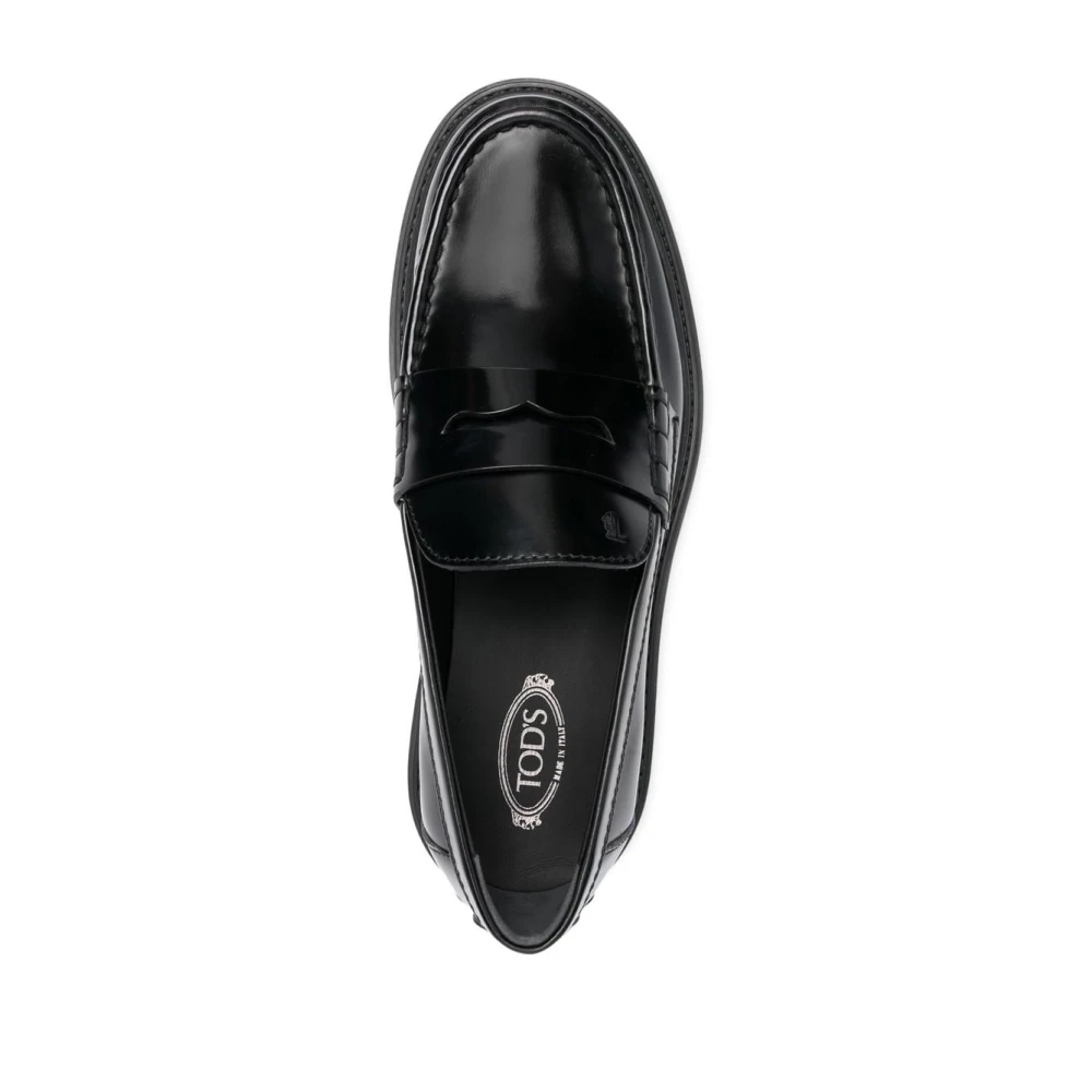 TOD'S Zwarte Penny-Slot Leren Loafers Black Dames