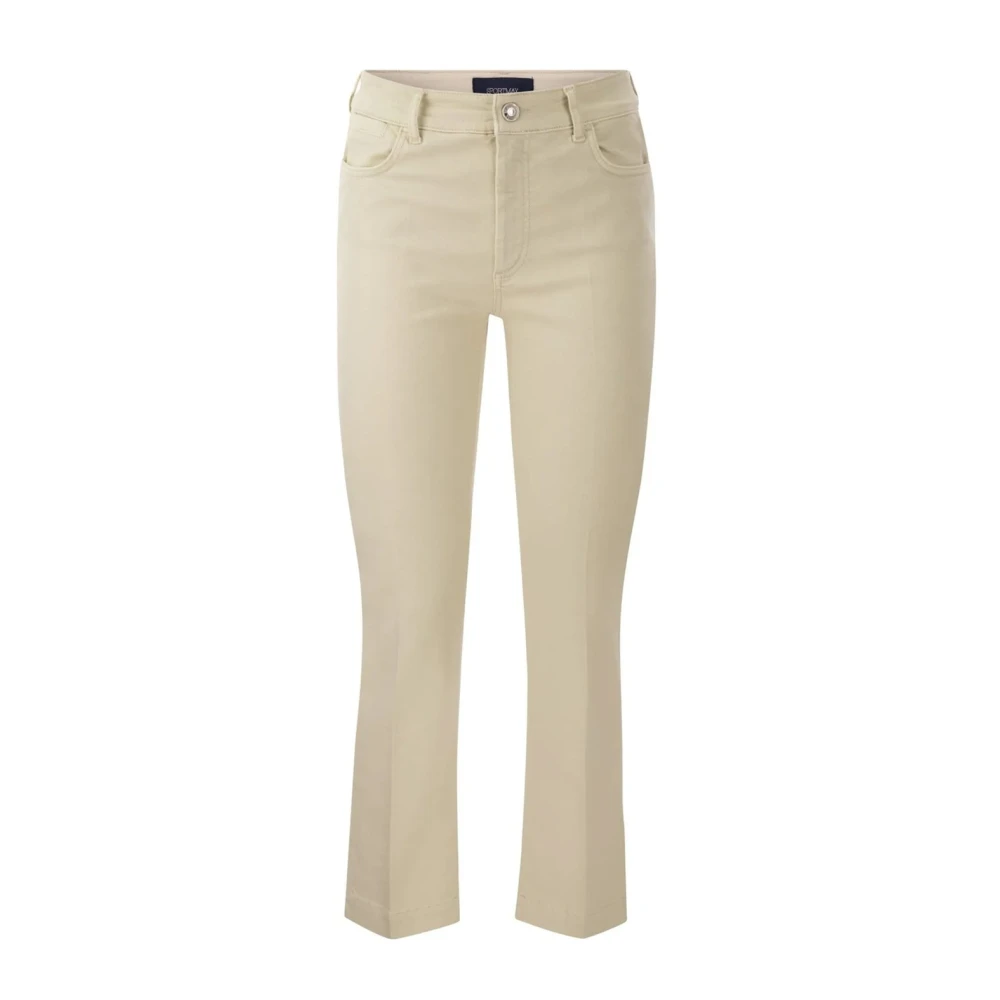 SPORTMAX Wijd uitlopende Katoenen Denim Jeans Beige Dames