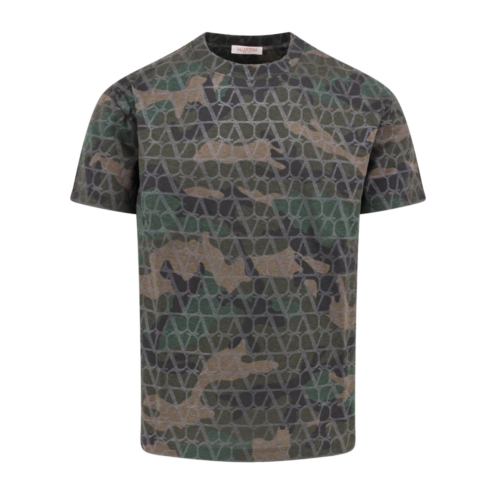 Valentino Camouflage Print Katoenen T-Shirt Multicolor Heren