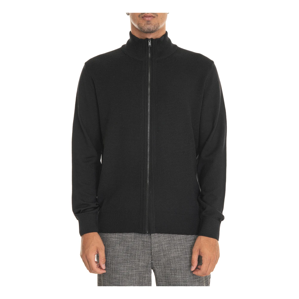 Boss Stijlvolle gebreide cardigan Black Heren