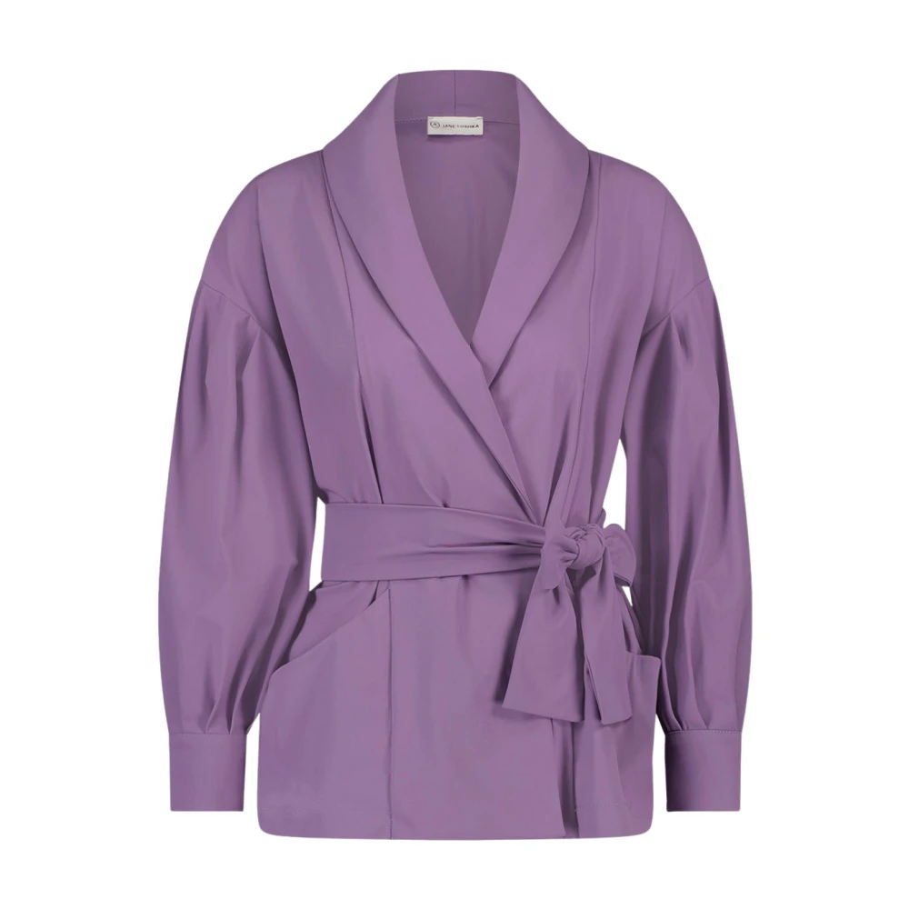 Jane Lushka Lila Teknisk Jersey Kimono Blazer Purple, Dam