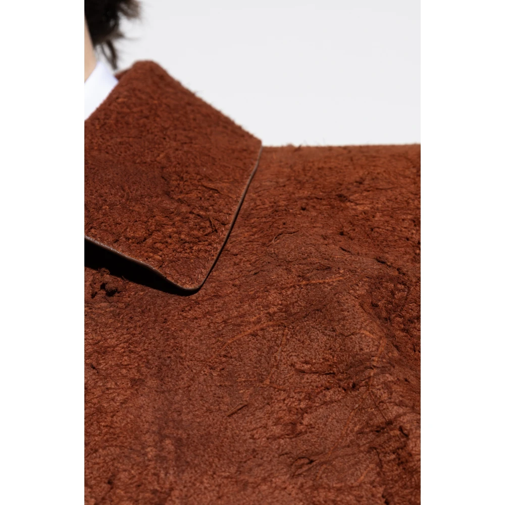 alexander mcqueen Leren jas met vintage-effect Brown Heren