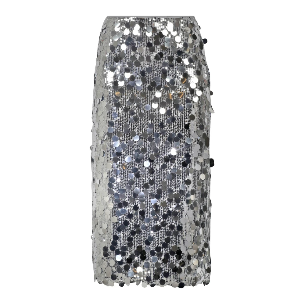 Semicouture Pailletten Lange Rok met Split Gray Dames