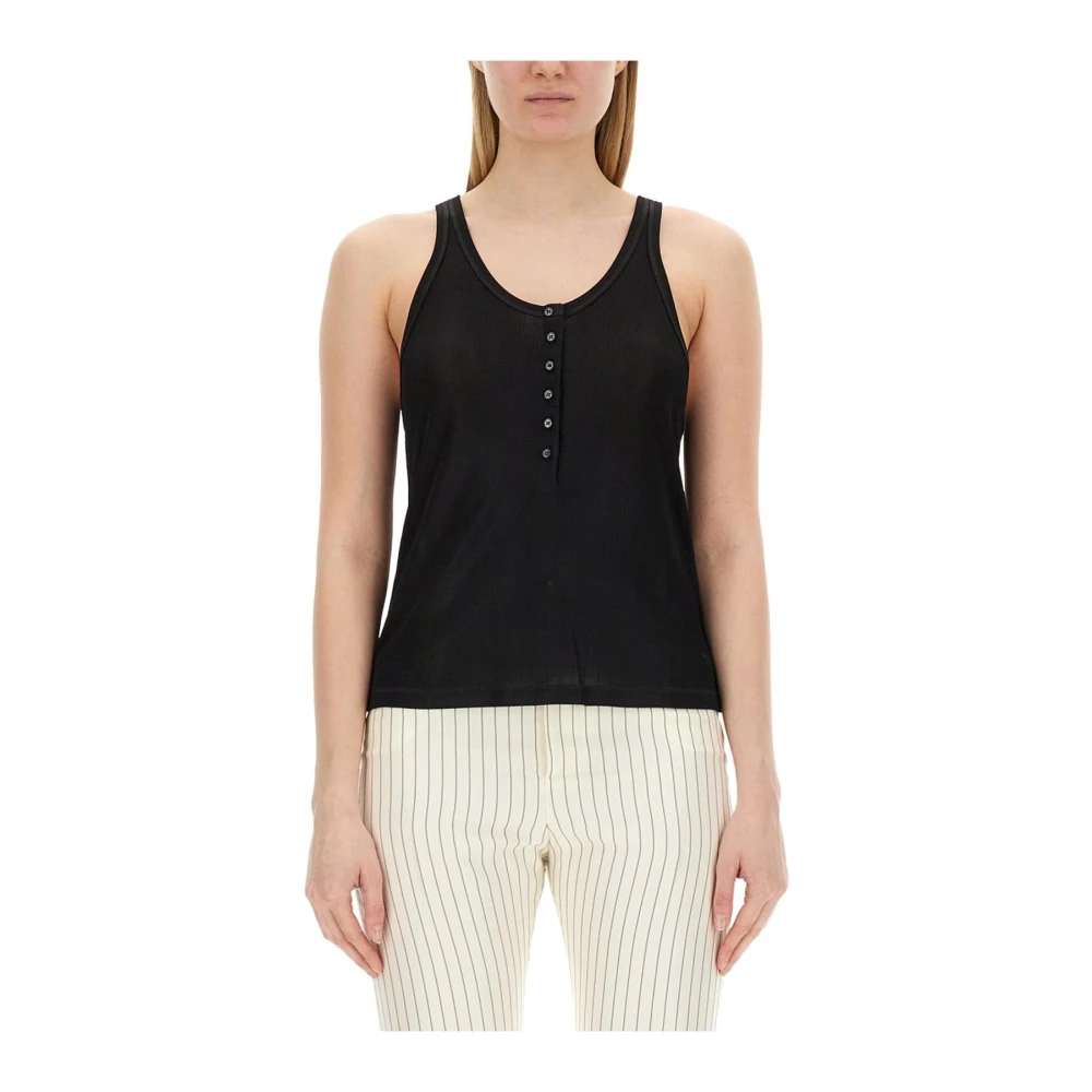 Tom Ford Women's Black Ribbed Henley Tank Top