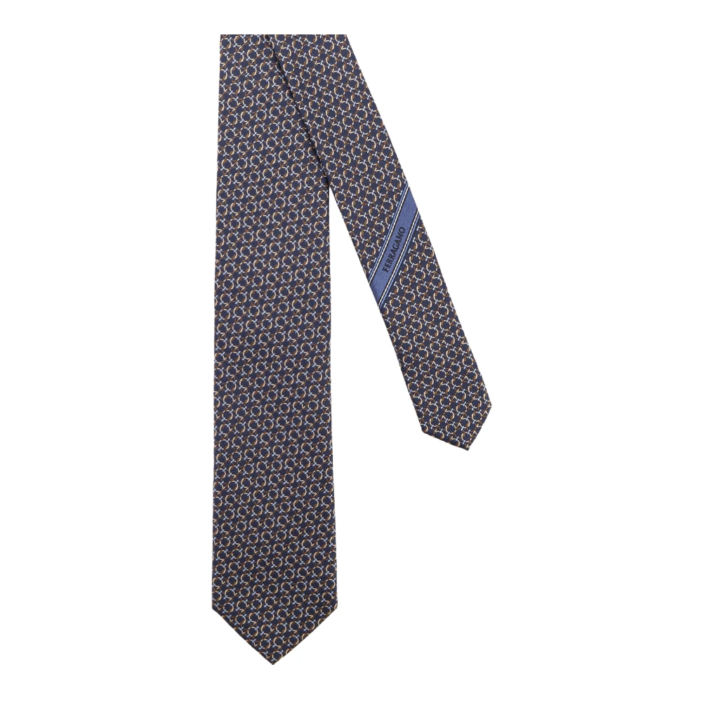 Ferragamo , Ties, Male, Blue, One Size, Gancini Jacquard Tie
