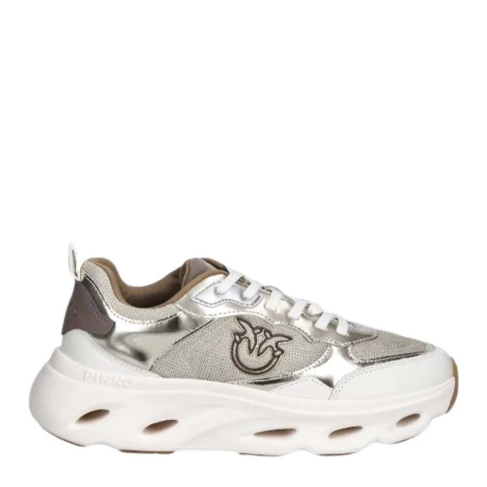 Pinko Women's Gray Ss0167p144z22 Mesh/Mirror Sneakers