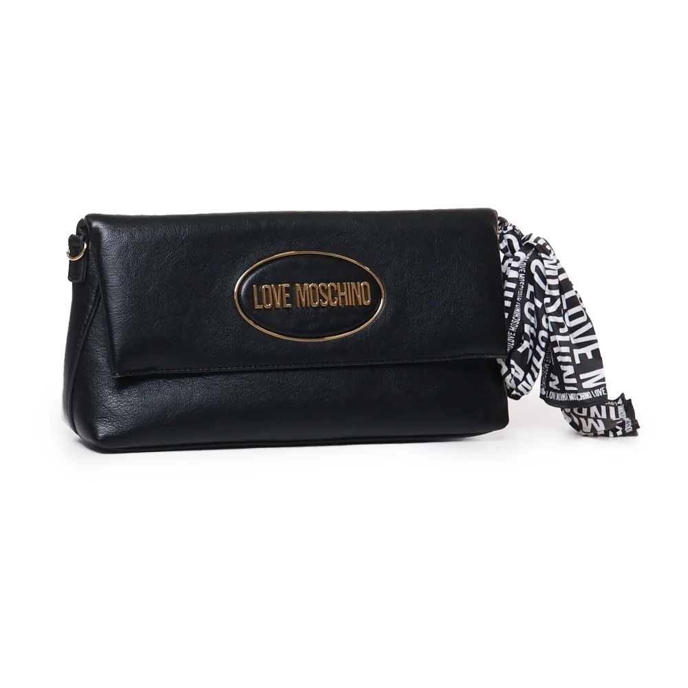 Love Moschino Zwarte Schoudertas met Decoratieve Sjaal Black Dames