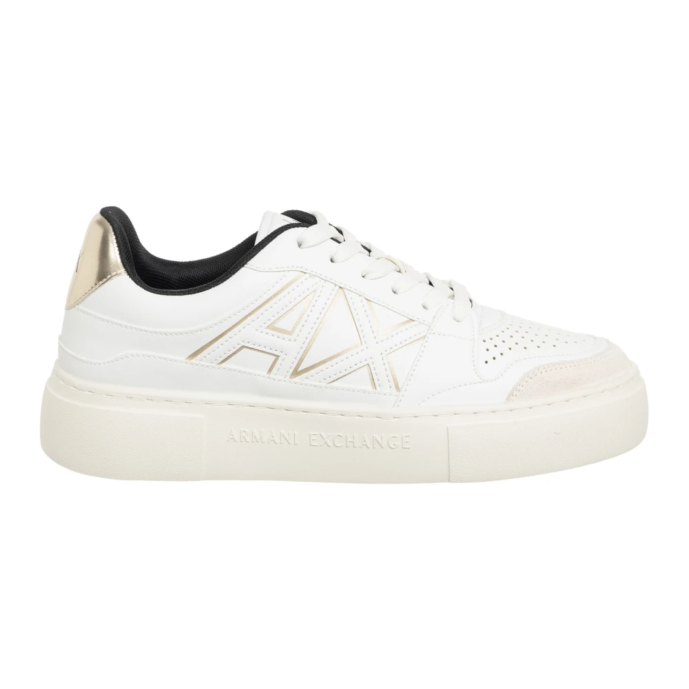 Armani Exchange Women's White Plain Lace-Up Trainers Size 7 Uk