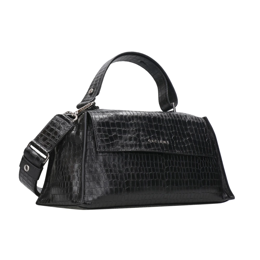 Orciani Krokodil-effect Leren Longuette Tas Black Dames