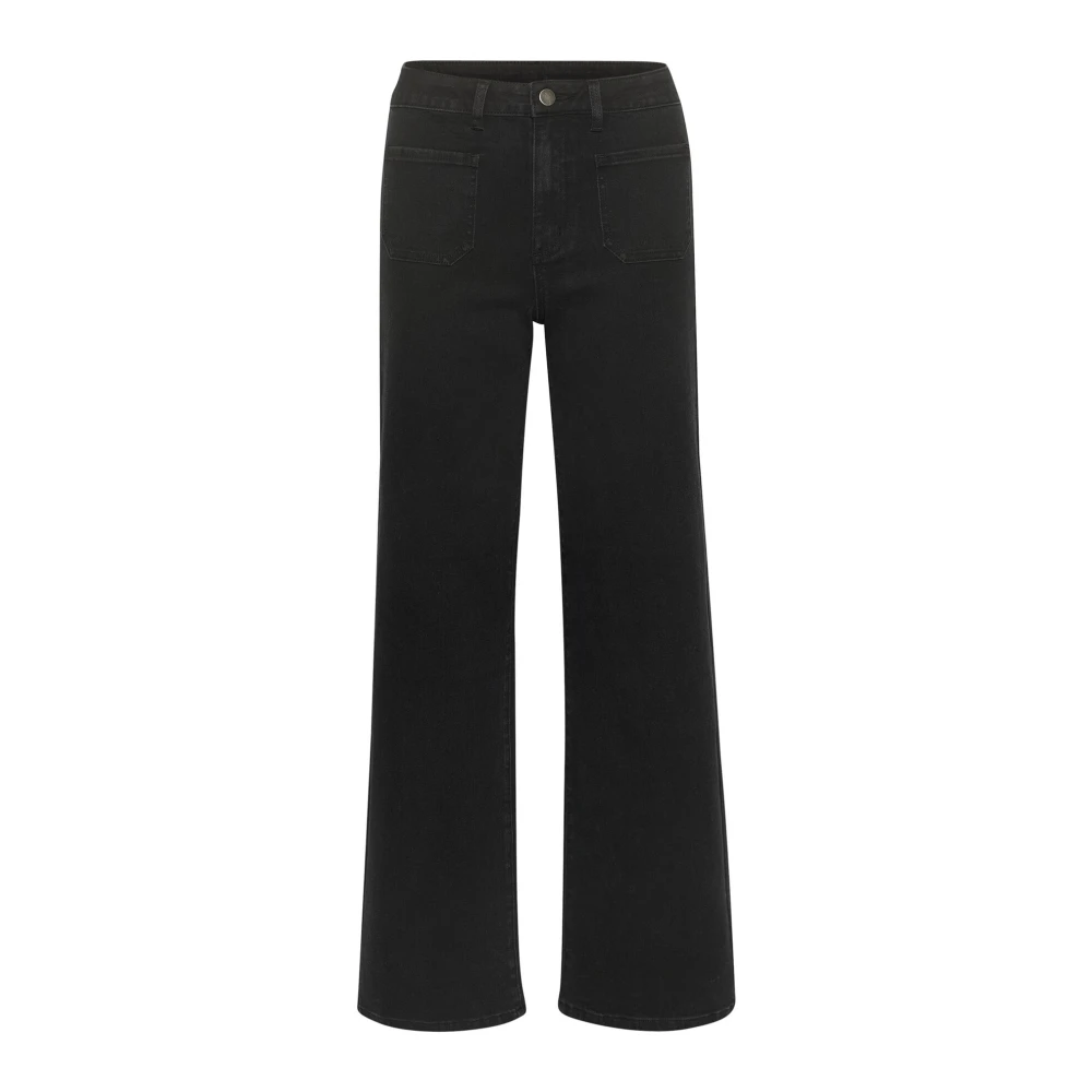 Kaffe Flared Jeans Zwart Diep Klassieke Stijl Black Dames