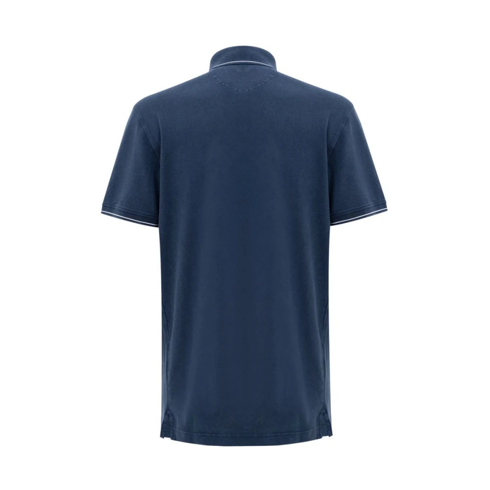 Corneliani Navy Katoenen Poloshirt Blue Heren