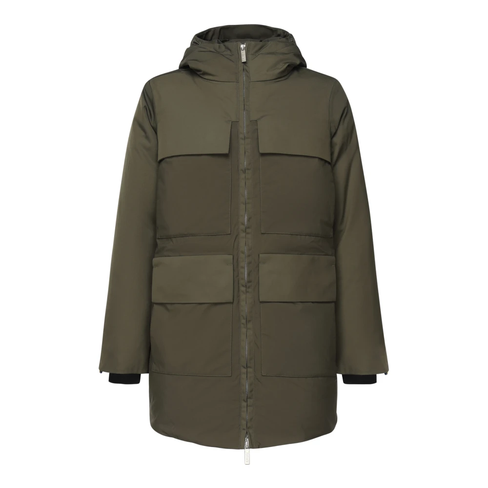 K-way Army Green Nylon Parka met Geïntegreerde Capuchon Green Heren