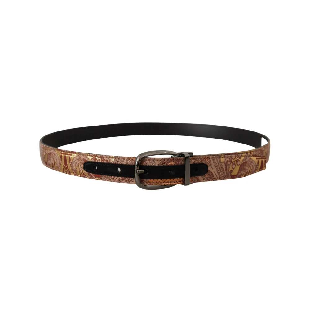 Dolce & Gabbana Men's Embossed Leather Metal Buckle Belt