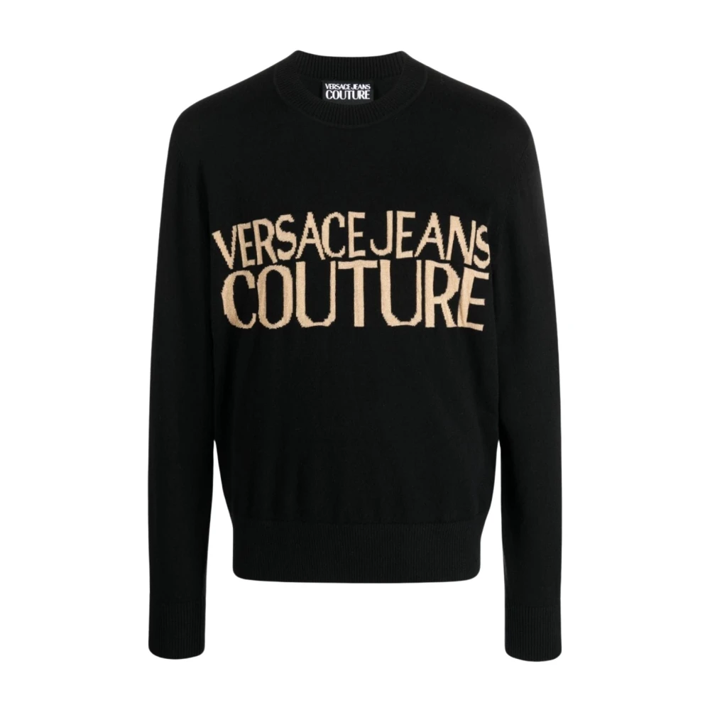 Versace Jeans Couture Zwarte Katoen Kasjmier Trui Black Heren