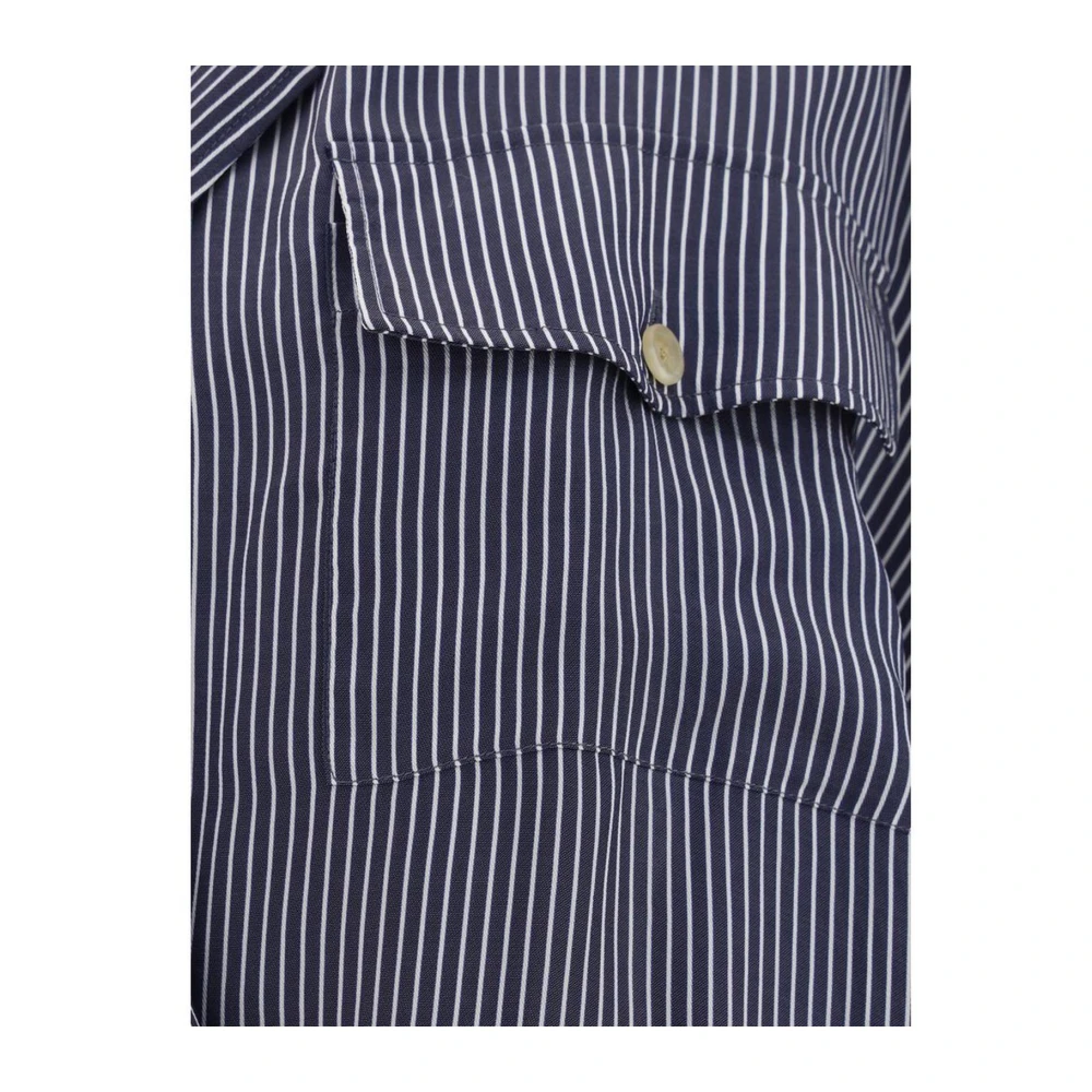 Khaite Pinstripe Deep V-Neck Shirt Blue Dames