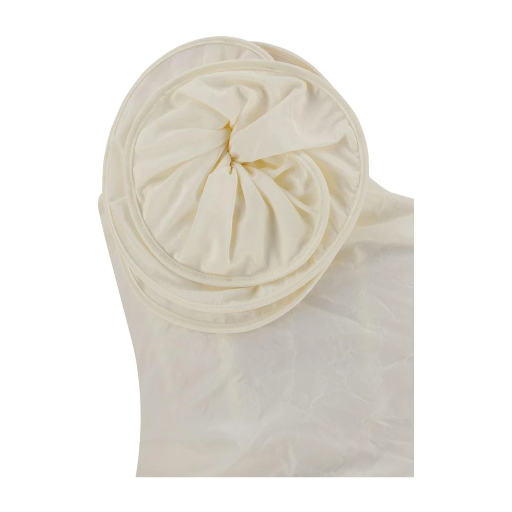 Magda Butrym Asymmetrische Zijden Mini Jurk met Bloemenapplicatie White Dames