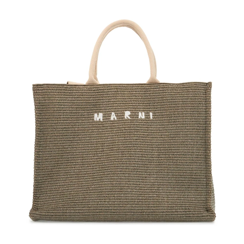 Marni Raffia Effect Tote Tas Green Heren