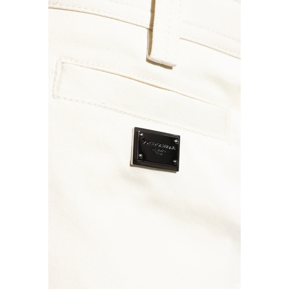 Dolce & Gabbana Katoenen broek met stiksels Beige Heren