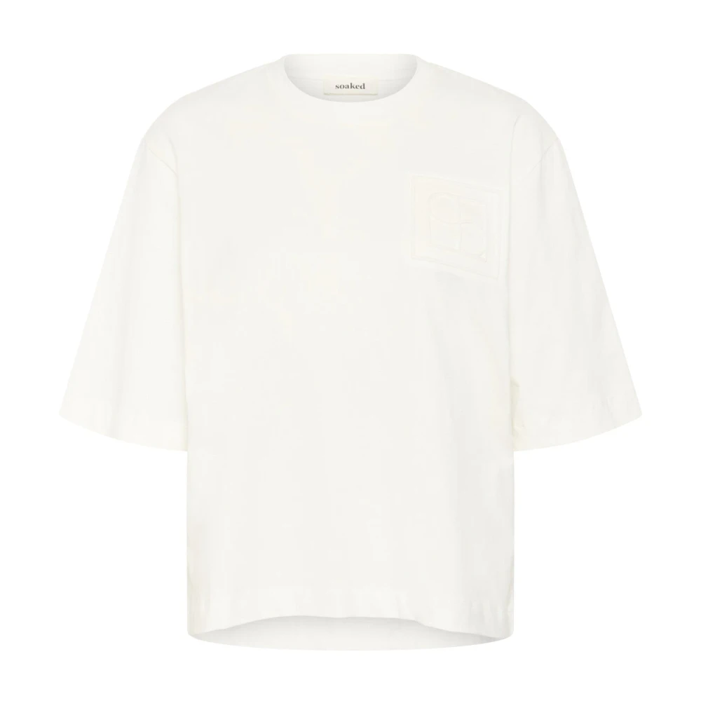 Soaked In Luxury Women's White Boxy Tee Logo Top Broken - T-Shirts - M - Tops
