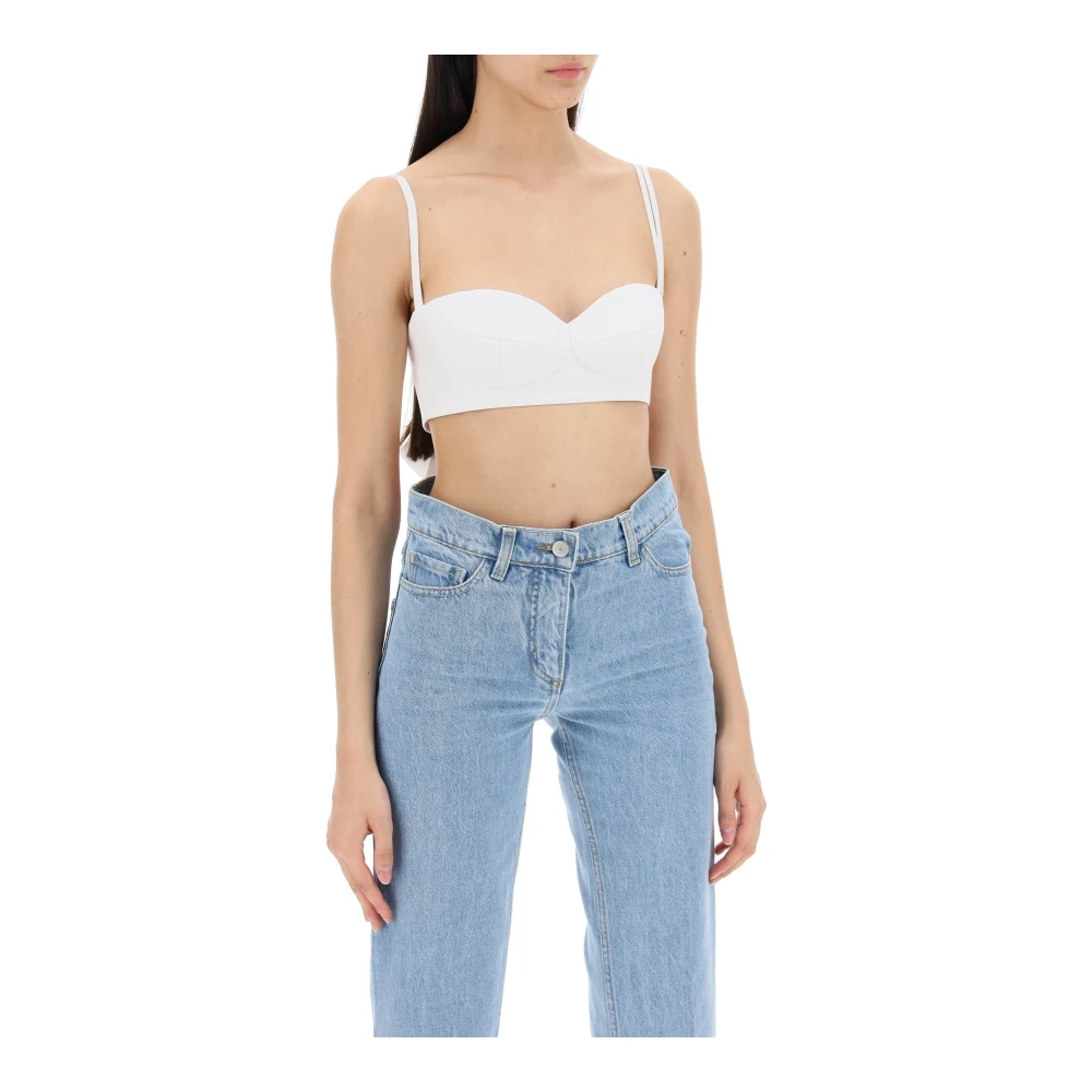 Magda Butrym Rozen Detail Katoenen Bralette Top White Dames