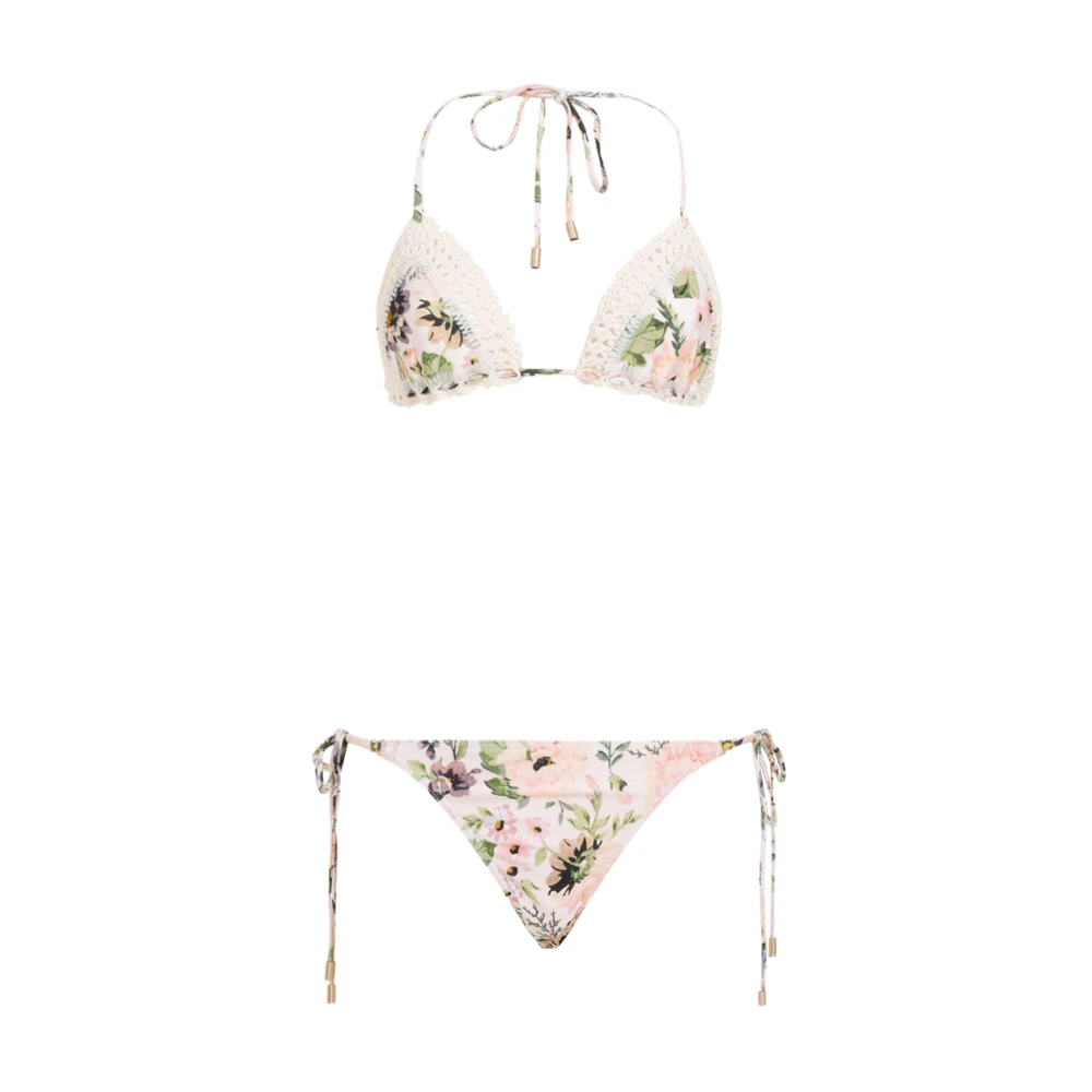 Zimmermann Blommig Virkad Bikini Set Multicolor, Dam