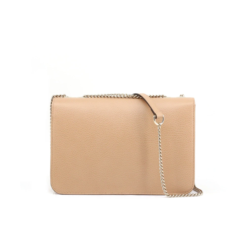 Gucci Camelia Leren Handtas met Kettingriem Beige Dames