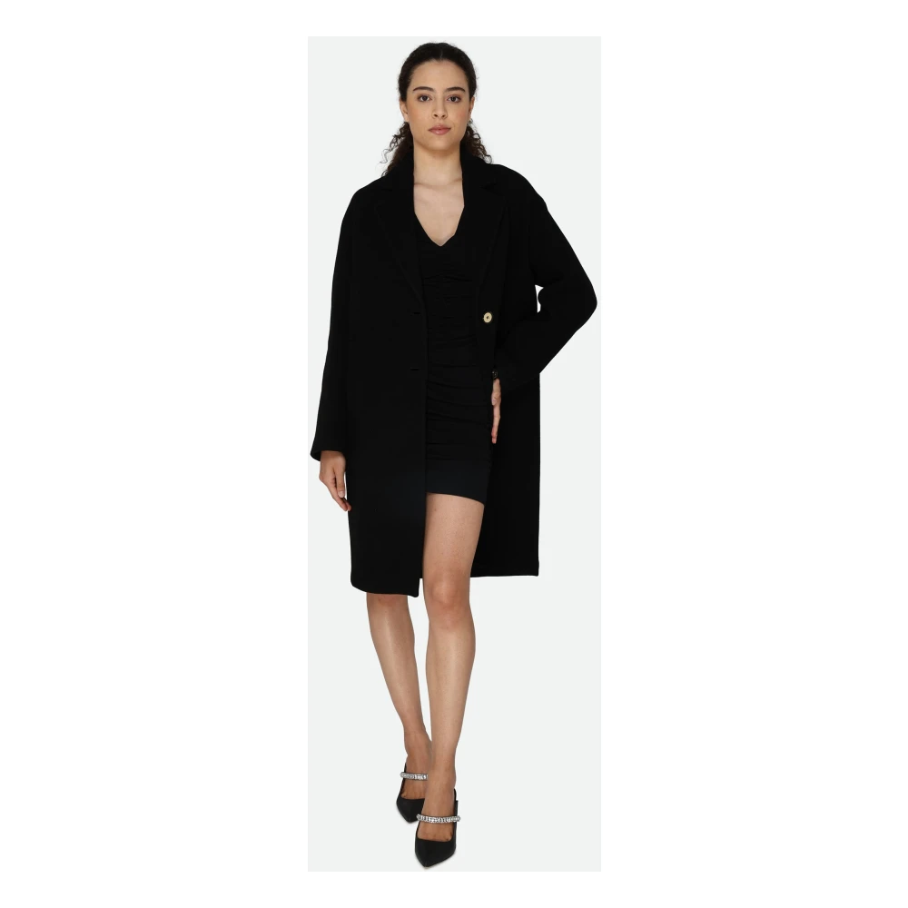 pinko Zwarte Jas met Twee Knopen Black Dames
