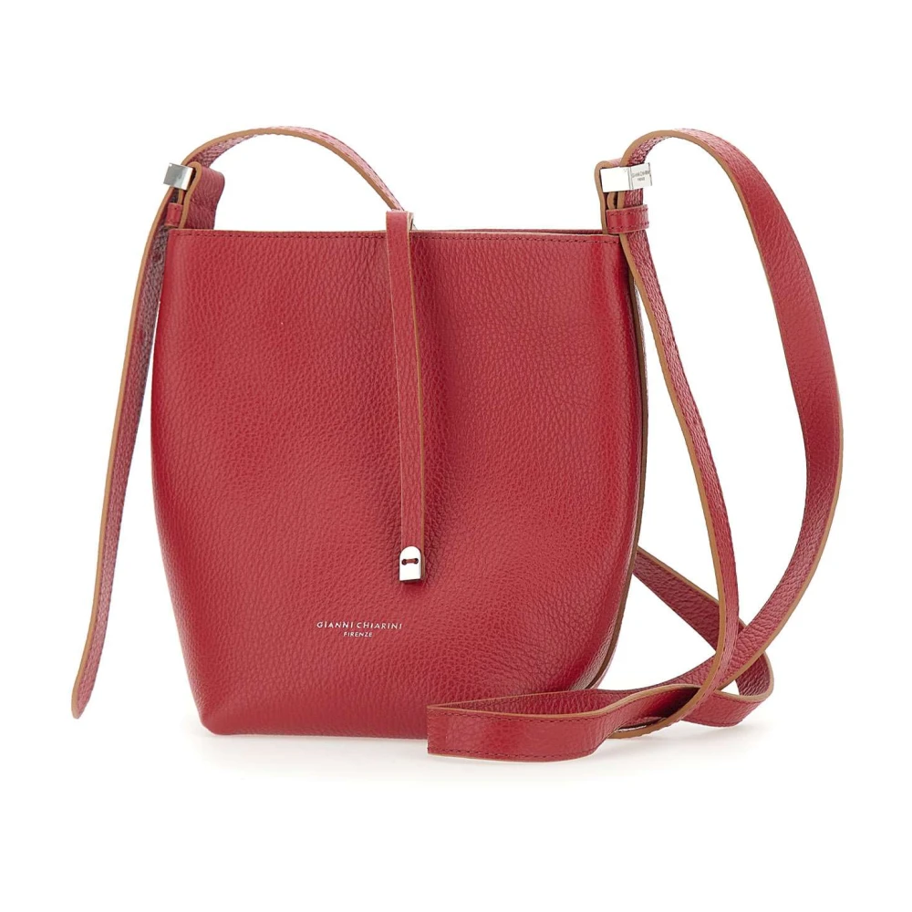 Gianni Chiarini Amelia Grained Leather Schoudertas Red Dames