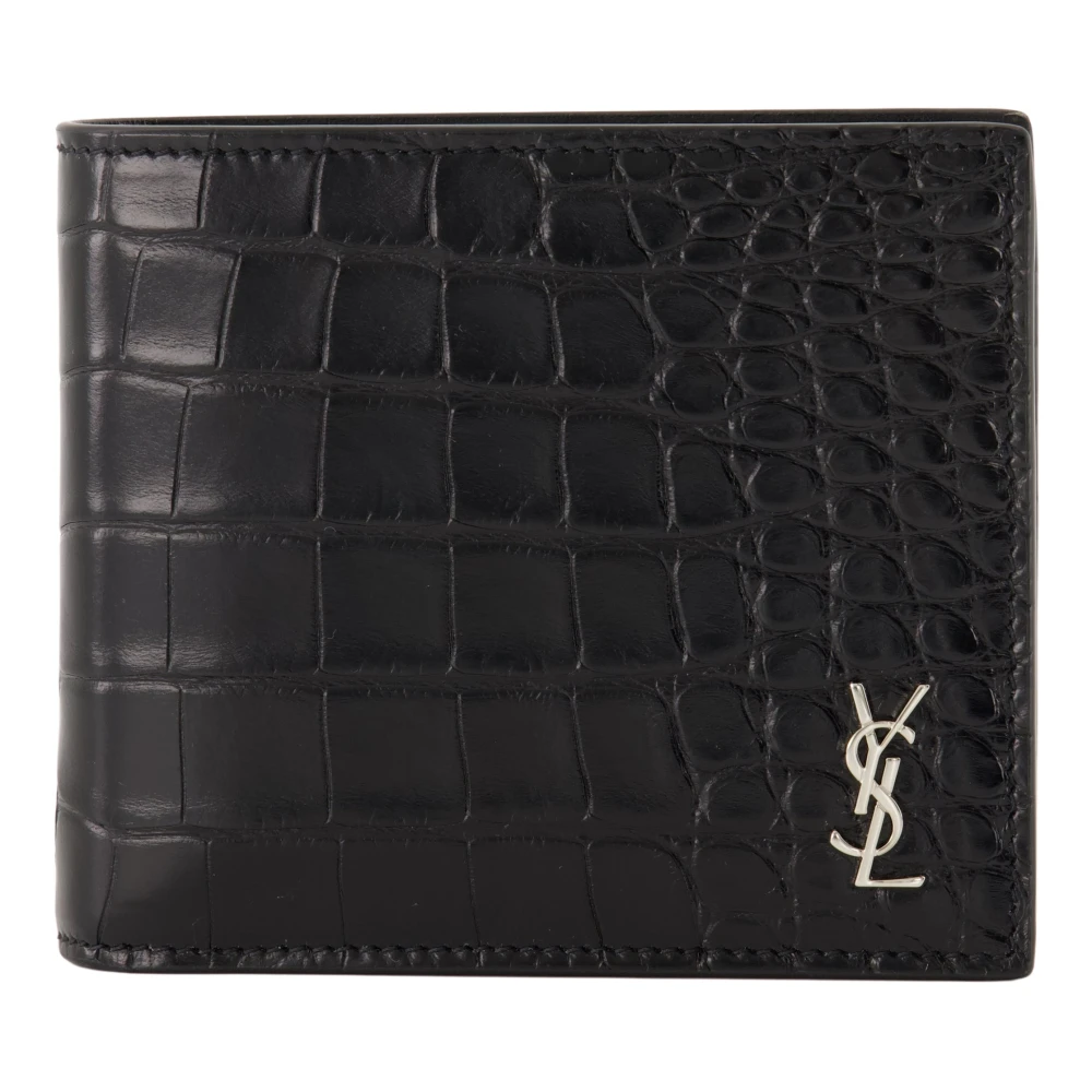 Saint Laurent Alligator Leren Portemonnee Cassandre Collectie Black Heren